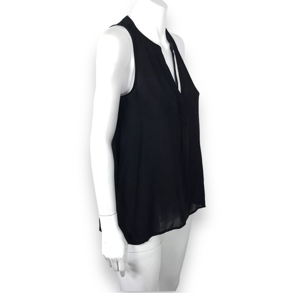 Joie Aruna Split Neck Silk Sleeveless Top Black & White Sheer Tank Top size XS - Picture 5 of 14